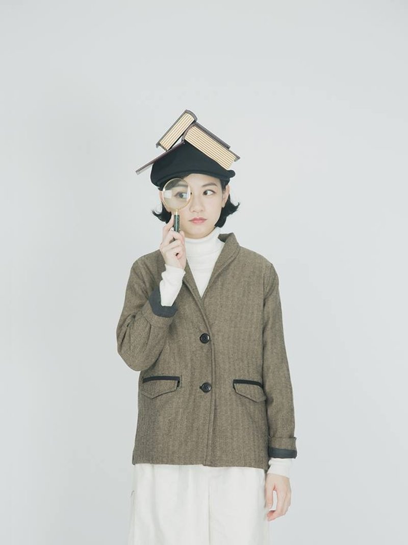 古典絲瓜領毛料外套 - 女大衣/外套 - 其他材質 咖啡色