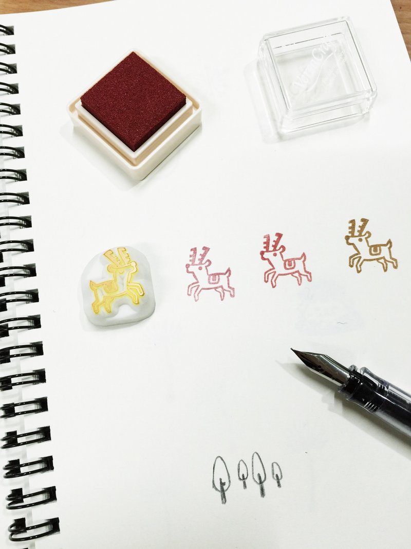 Deerday手刻章 麋鹿 - 印章/印台 - 橡膠 咖啡色