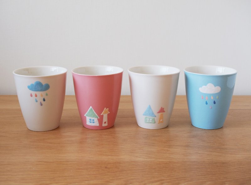 彩色房子杯-單入(粉紅) - 茶具/茶杯 - 其他材質 粉紅色