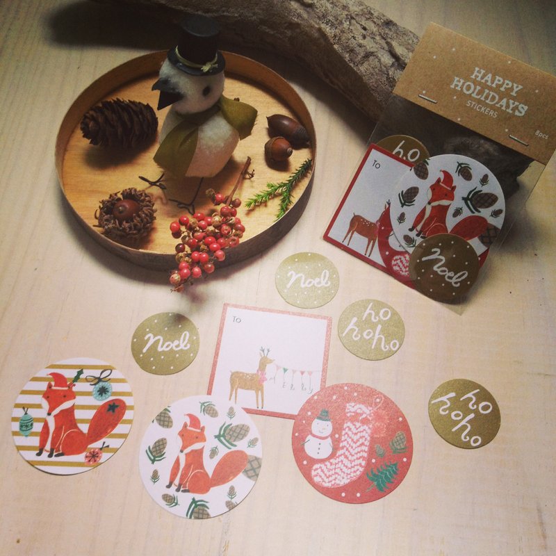 聖誕節//狐狸 麋鹿 雪人//貼紙 - 貼紙 - 其他材質 紅色