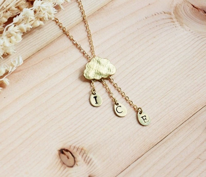 Pendant customized healing hands typing along line - Romantic rain Bronze 16K gold necklace minimalist geometry personalized Valentine's Day gift birthday gift.... - สร้อยคอ - โลหะ 