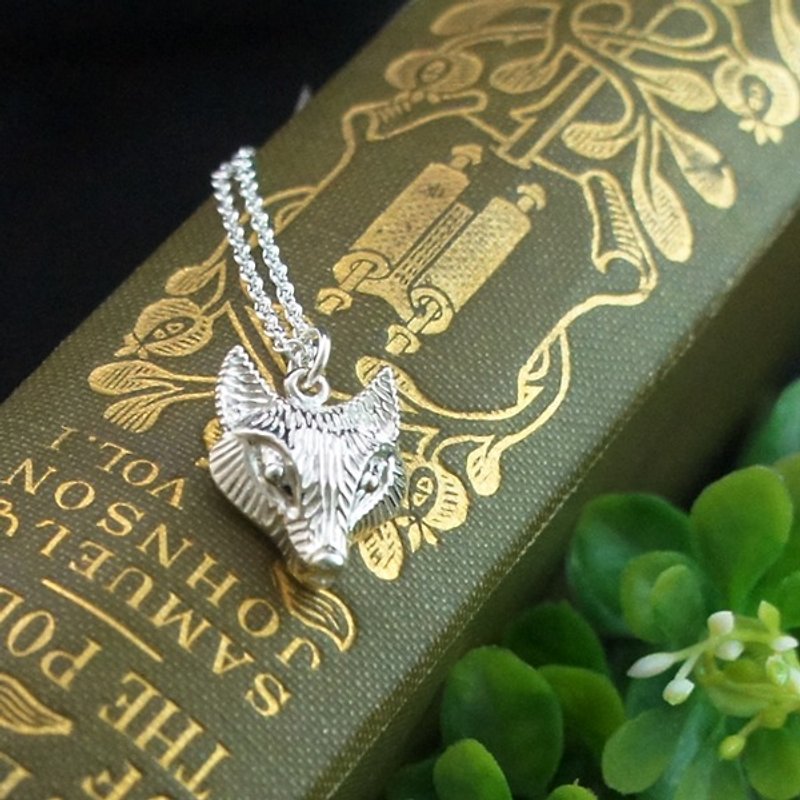 Fox silver necklace (18 inches thick chain) - สร้อยคอ - โลหะ 