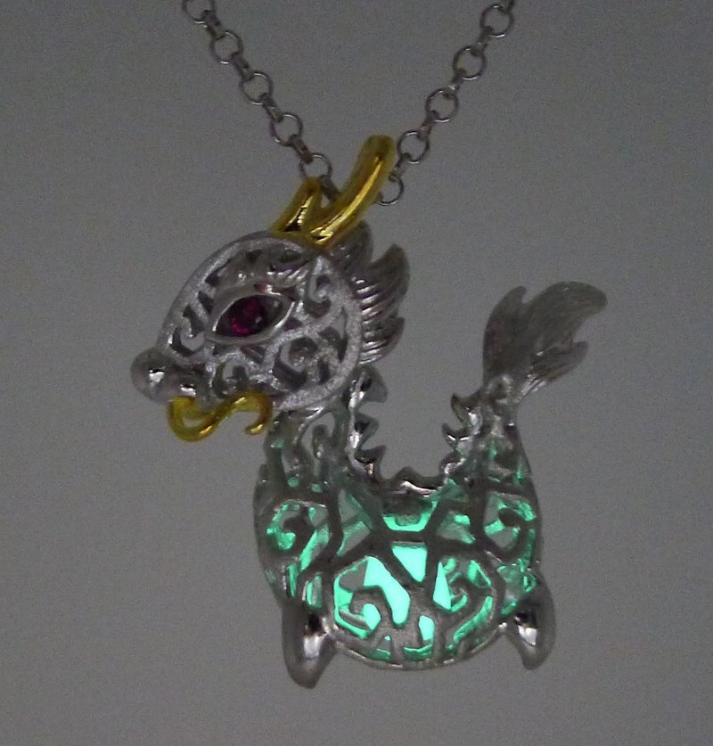 HK088~ 925 Silver Dragon Shaped Lantern Pendant With 18 inches Silver Necklace - Chokers - Silver Silver