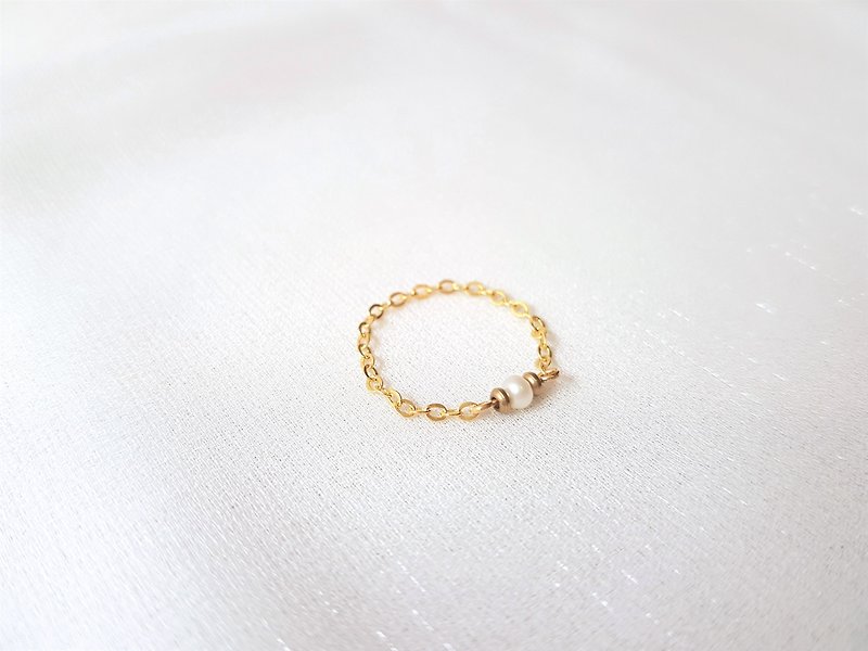 珍珠 黃銅 鍊戒 - 戒指 - 珍珠 金色