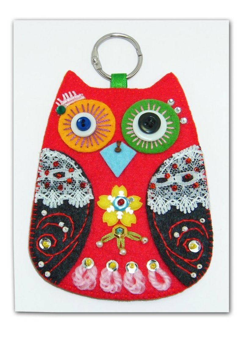 Owl - Black + red / card set / ID card set - ที่ใส่บัตรคล้องคอ - ไฟเบอร์อื่นๆ สีแดง