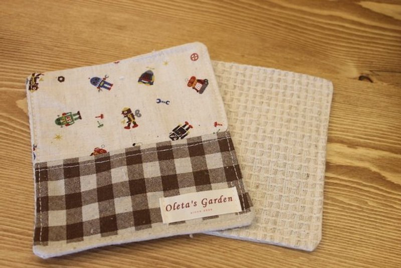 Oleta life ╭ * groceries coffee lattice [+] cute robot Coasters - Coasters - Other Materials Blue