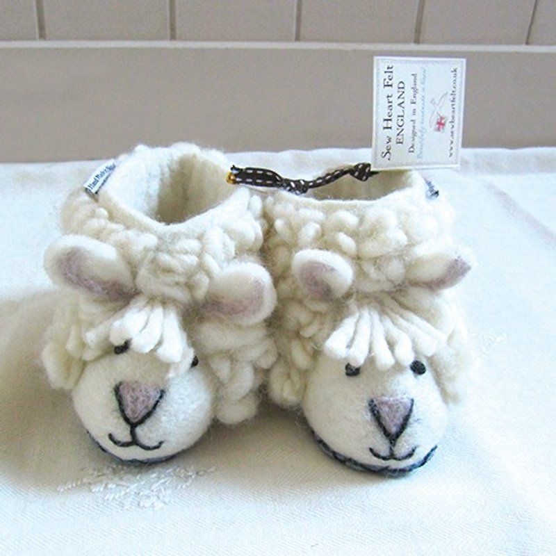 Miyue ceremony British sew heart felt grazing lamb wool felt shoes - Shirley - Kids' Shoes - Wool White