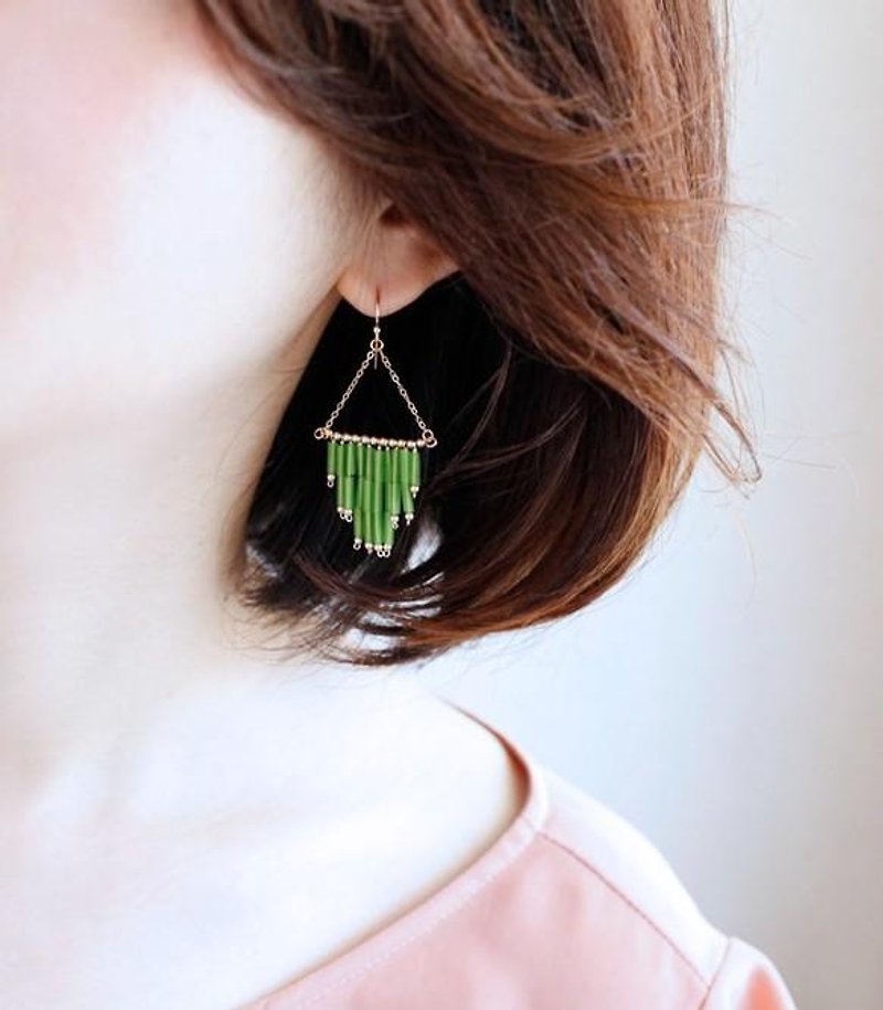 Piercing and earrings vento [Green] - Earrings & Clip-ons - Other Metals Green