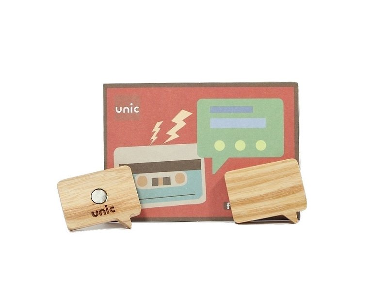 Unic natural log magnet (square dialog box) + boutique gift card [customizable] - Magnets - Wood Brown