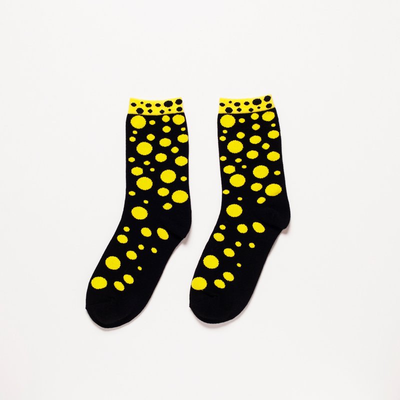 VTGO   yayoi kusama致敬系列  好好當個人中筒棉襪 - 襪子 - 其他材質 黃色