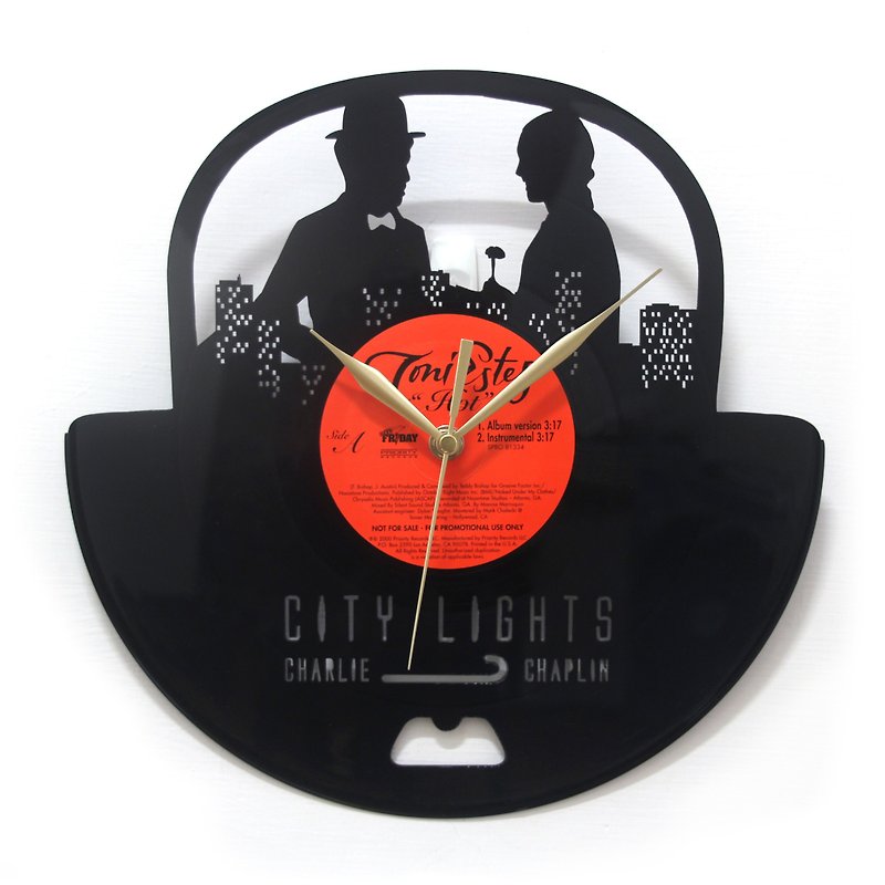 Charles Chaplin City Lights vinyl clock - นาฬิกา - วัสดุอื่นๆ สีดำ