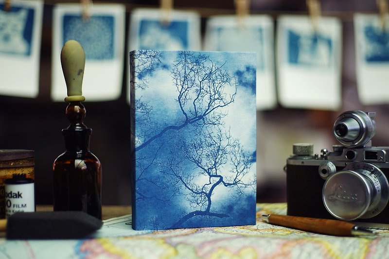 Handmade Blue Sun Notebook-Sky Tree Shadow - Notebooks & Journals - Paper Blue