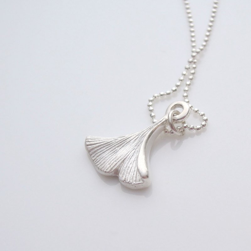 Little Little Ginkgo-Sterling Silver Necklace - Necklaces - Other Metals White