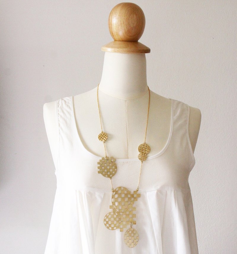 Optical Art Necklace - 60s Vintage Retro Style - 項鍊 - 其他金屬 金色