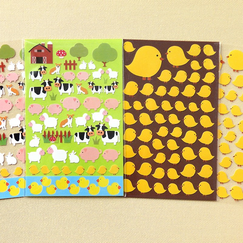 牧場系列貼紙 2份組 - 貼紙 - 防水材質 黃色