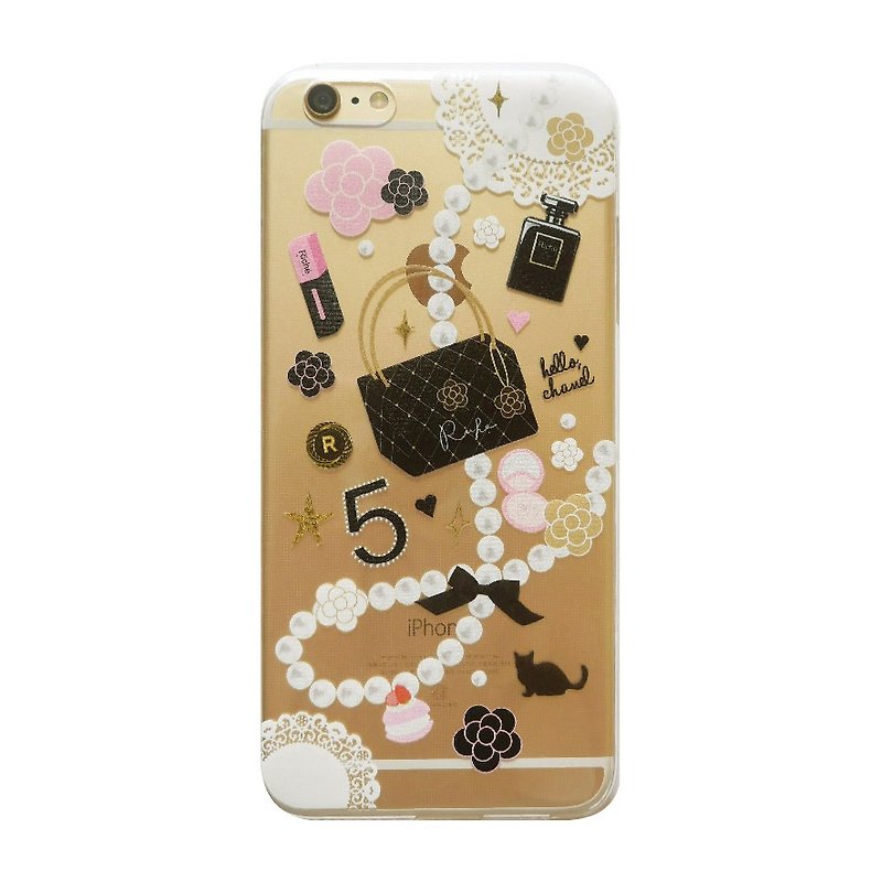 Classic small fragrant pearl crystal phone soft shell - Phone Cases - Silicone Black
