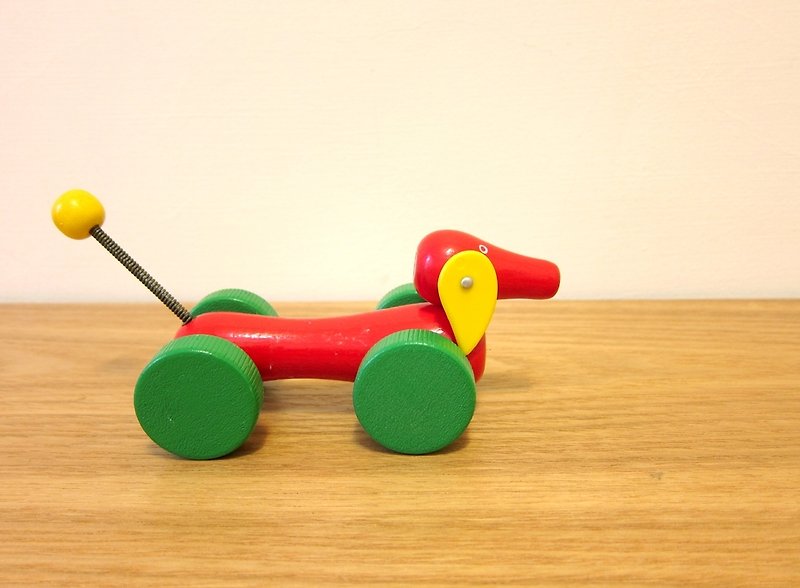 Swedish BRIO Dachshund antique wood toys - ของเล่นเด็ก - ไม้ สีแดง