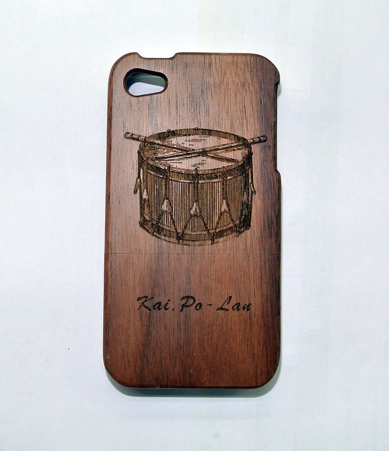 Customize wooden iPhone and Samsung case, personalized gift, drum - เคส/ซองมือถือ - ไม้ 