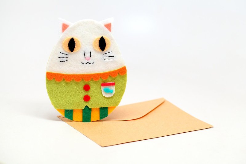 กระดาษ การ์ด/โปสการ์ด ขาว - [Buka] snow white cat manual non-woven card