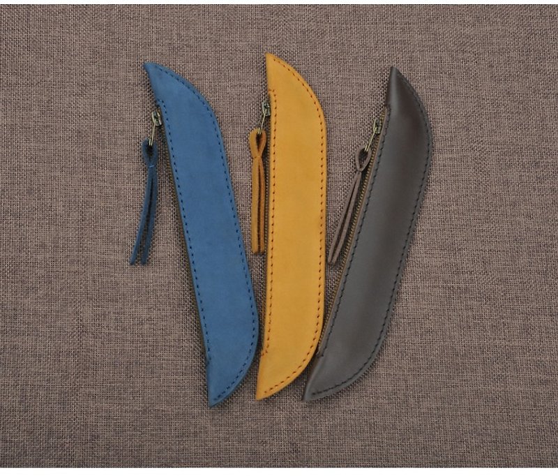 豌豆莢牛皮筆袋 鉛筆袋 鋼筆套 圓珠筆套 獨家手工製作 四色選擇 - 皮件/皮革 - 真皮 