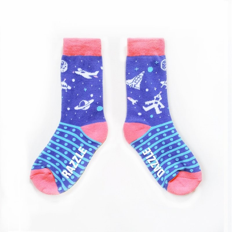 長大想做的事 - 太空人 / 粉紫 / 夢想巨人系列童襪 - 襪子 - 棉．麻 多色