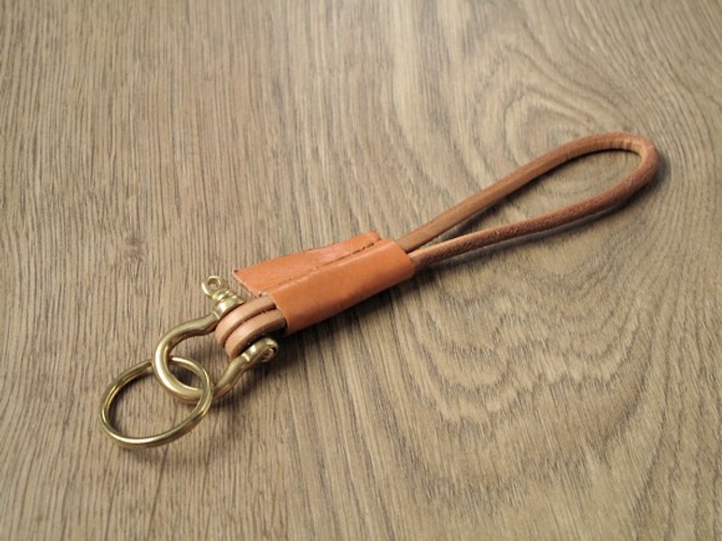 原始風的皮革氣味 x皮革鑰匙扣 (橙) - 鑰匙圈/鎖匙扣 - 真皮 橘色
