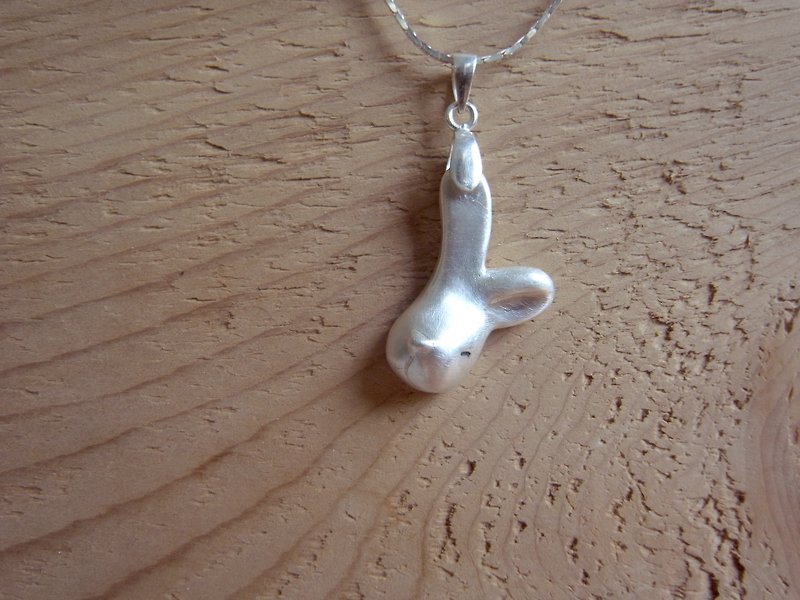 Cute Rabbit--Sterling Silver--Silver Bunny--Pendant Necklace - Necklaces - Other Metals Gray
