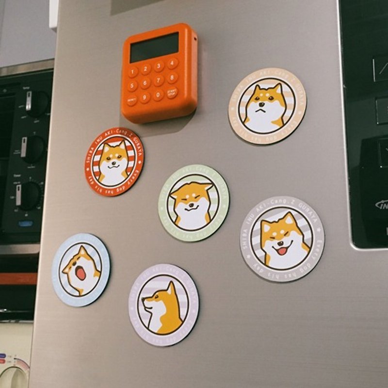 Original Shiba Inu daily face strong magnet / refrigerator full six suits - Items for Display - Other Materials Red