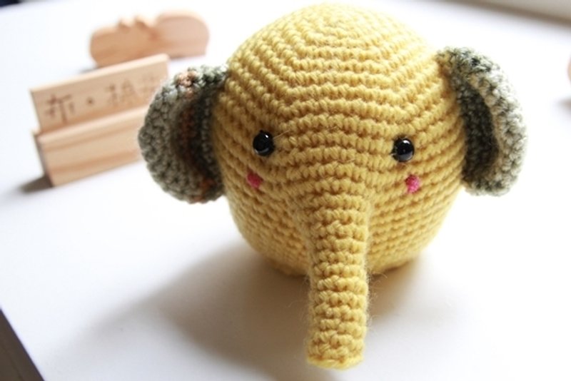 【布。棉花】毛線娃娃, 芥末黃毛線大象, 小飛象, 交換禮物(單隻) - 玩偶/公仔 - 其他材質 黃色