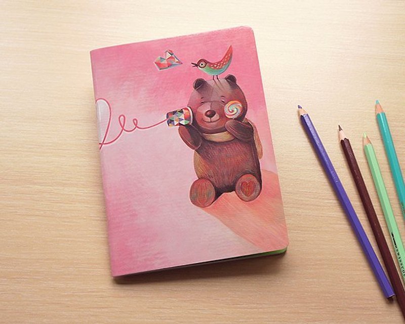 插畫大筆記本：傳情熊 - 筆記簿/手帳 - 紙 粉紅色