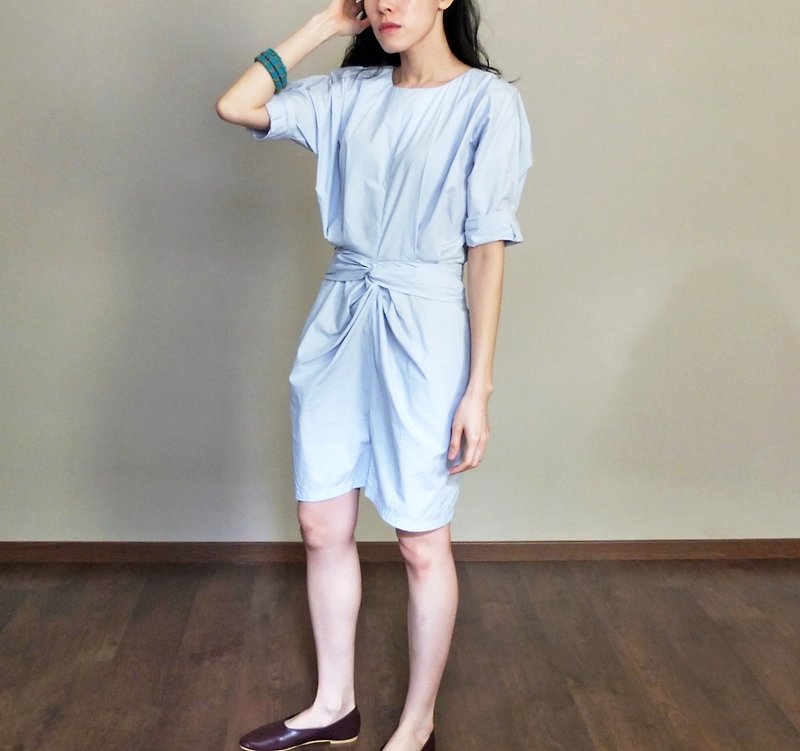 Wind origami blue dress - One Piece Dresses - Other Materials 