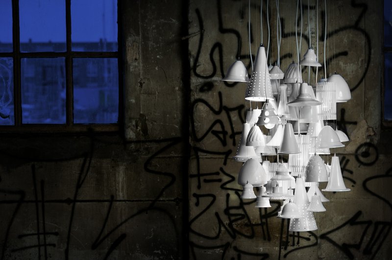 荷蘭Leitmotiv 白色混裝形狀大吊燈 Leitmotiv Pendant Lamp Melange Grande White - Lighting - Other Metals White