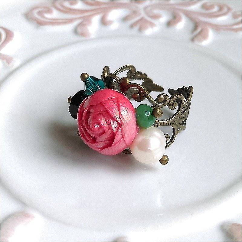 [Bud. Small beautiful] Little Rose fingers. Carved copper ring - General Rings - Other Materials Red