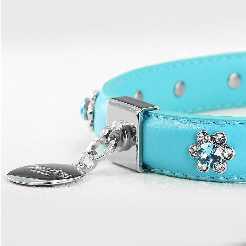 [Dual Use] Fancy Leather Collar ((Send Lettering)) - Collars & Leashes - Genuine Leather Blue