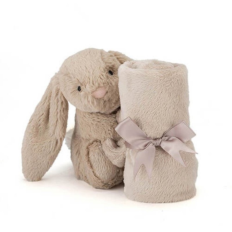 Bashful Beige Bunny Soother 拿鐵灰兔安撫巾 約34x34公分 - 口水肩/圍兜 - 聚酯纖維 灰色