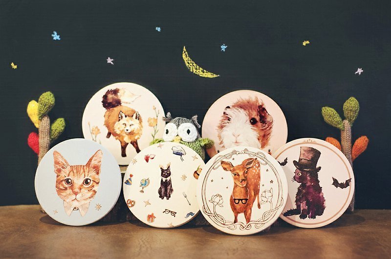 Choose from three combinations of small animal round coaster set Original price 780 - Coasters - Other Materials Multicolor