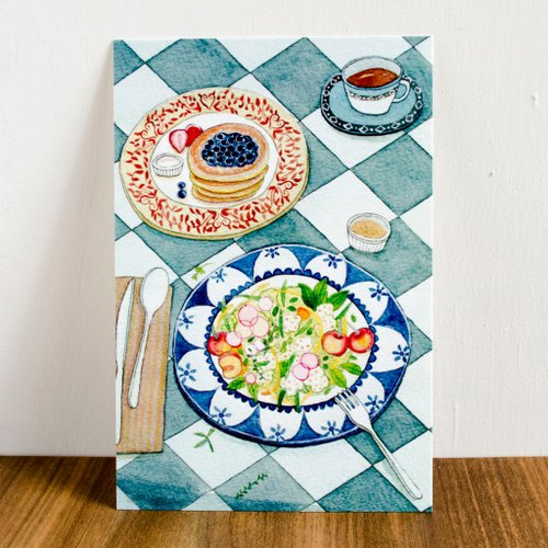 奧奧插畫 《水彩手繪插畫》食物明信片-沙拉 Watercolor illustration postcard-salad