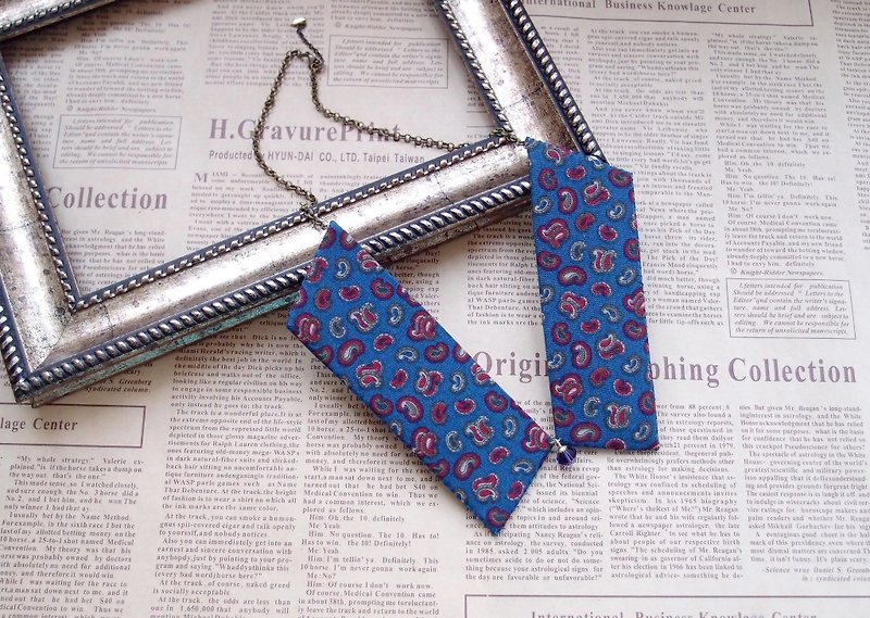 Collar Necklace| Vintage Paisley| Blue - Necklaces - Other Materials Blue