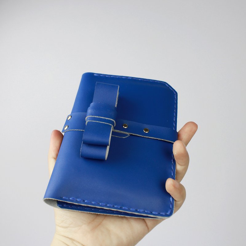 Zemoneni Leather Passport holder all purpose for card and money notes - Wallets - Genuine Leather Blue