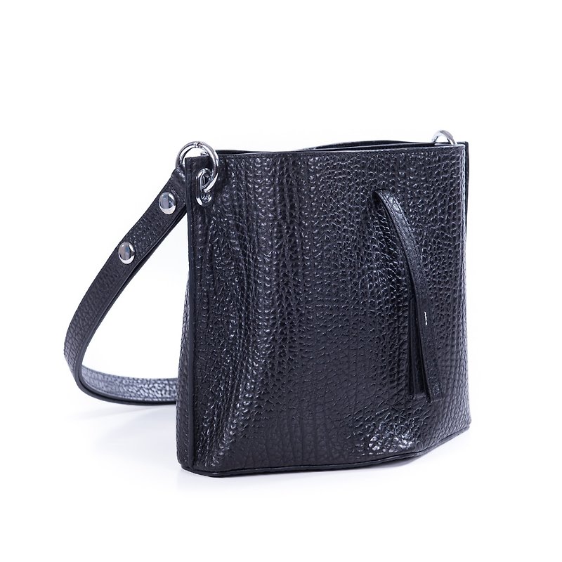 Patina leather handmade custom special order: MM6 small shoulder bag - Messenger Bags & Sling Bags - Genuine Leather Black