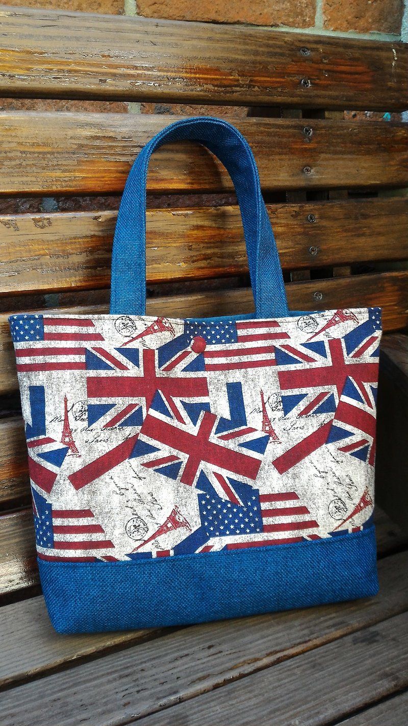 British style Tote - กระเป๋าถือ - ผ้าฝ้าย/ผ้าลินิน 