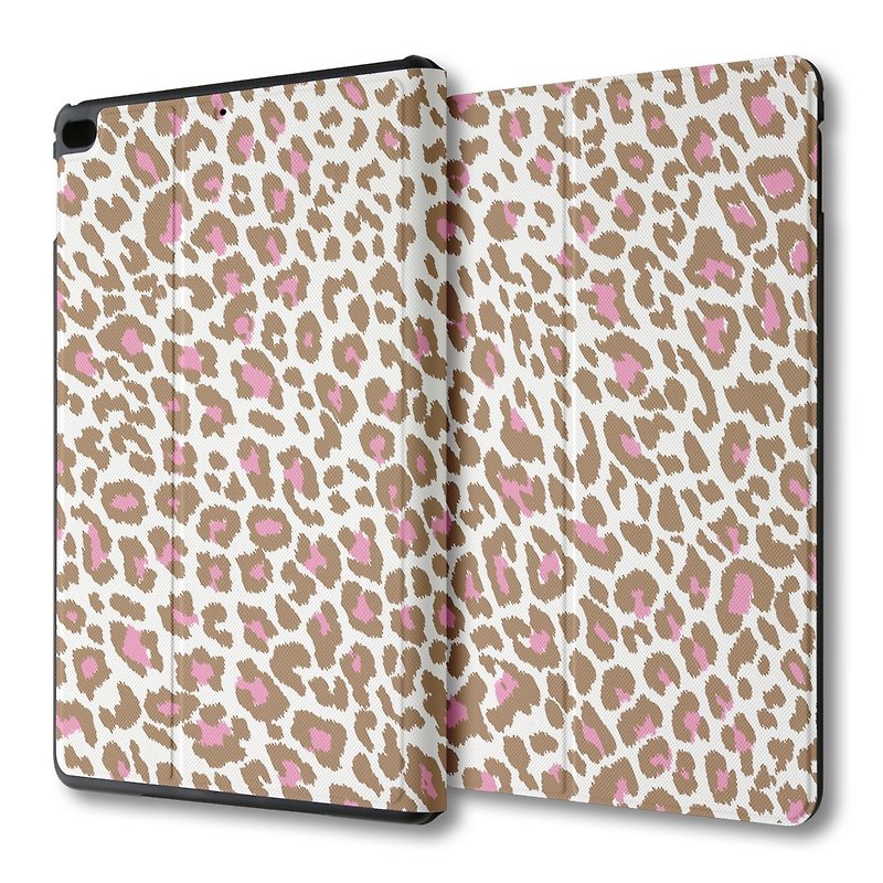 [Clearance offer] iPad mini flip-type cover, flat leather case, American pink leopard print 003 - เคสแท็บเล็ต - หนังเทียม สึชมพู