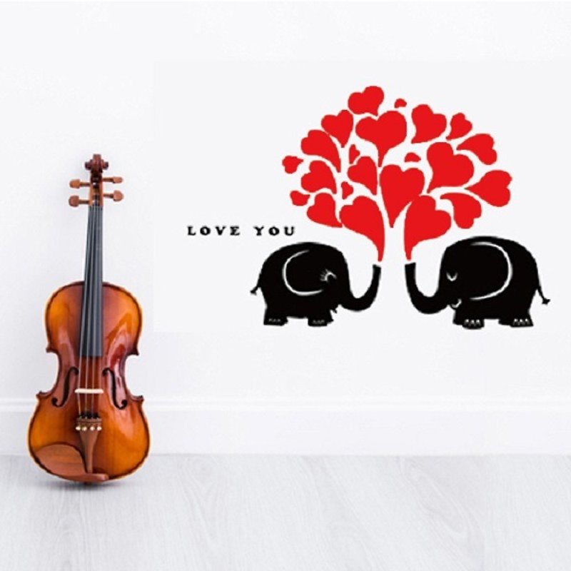 Smart Design 創意無痕壁貼◆戀愛大象 - 壁貼/牆壁裝飾 - 塑膠 多色