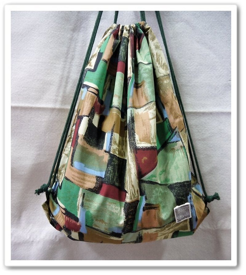 束口袋後背包+彩繪畫布-形狀的色塊+ - 水桶袋/索繩袋 - 其他材質 多色