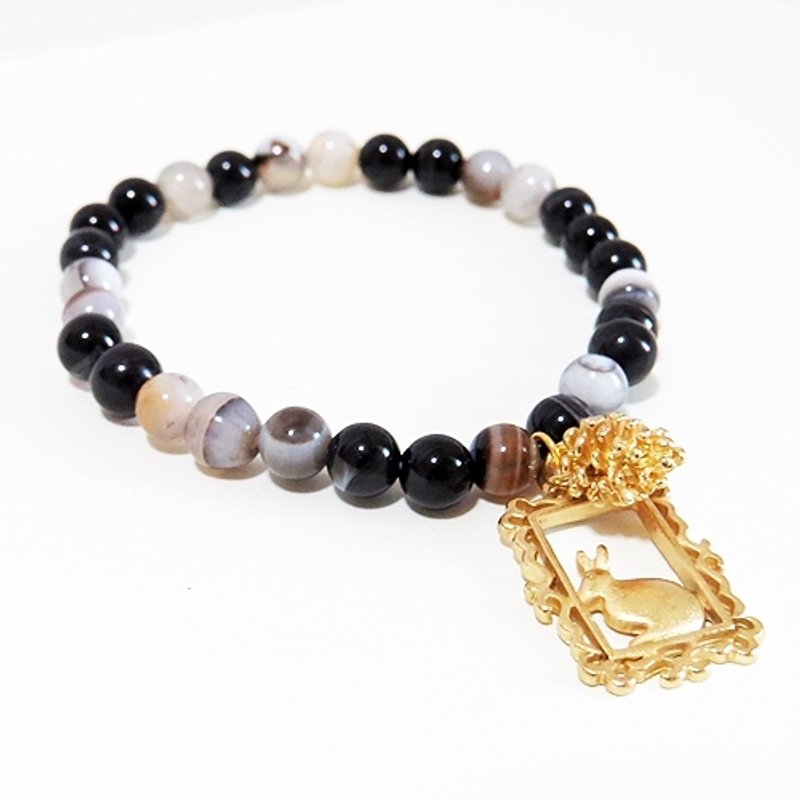 {Brilliant Forest} Shining Forest Agate Bracelet - Bracelets - Other Materials Black