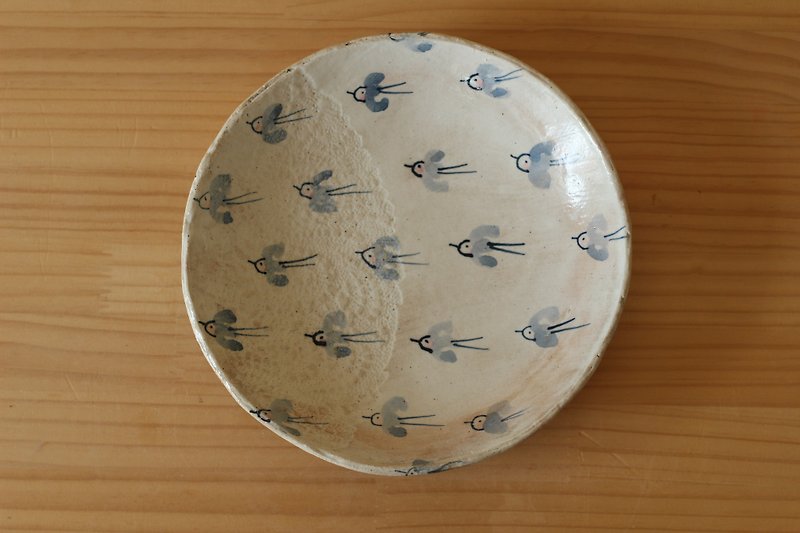 青い鳥のパスタ皿 - 小皿 - 木製 ホワイト
