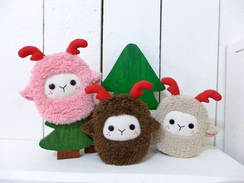 Elk sheep key bag (brown sheep / light pink sheep / rice white sheep) - Keychains - Other Materials 