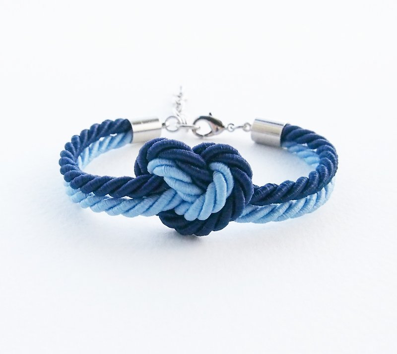 Navy blue / matte blue heart knot - สร้อยข้อมือ - วัสดุอื่นๆ 