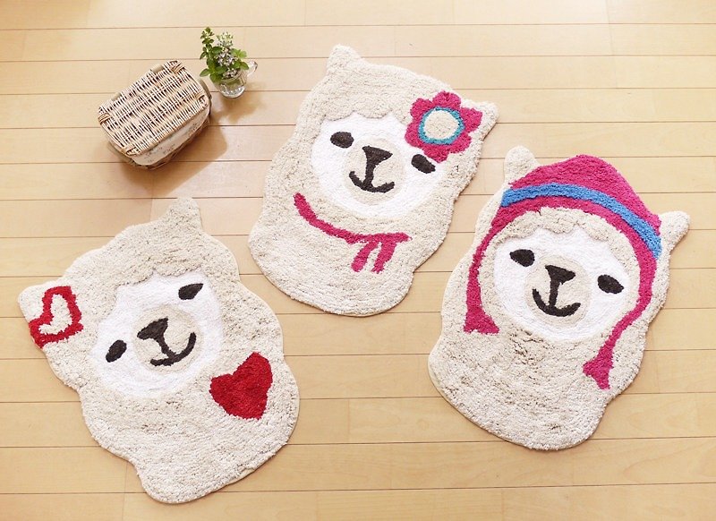Pre-order animal head shell series --- cute alpaca mat - Items for Display - Cotton & Hemp White