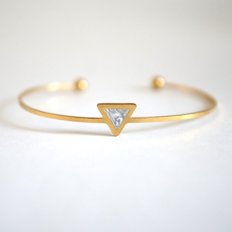 Gold Triangle Marble Geometric Bangle - Bracelets - Other Metals Gold